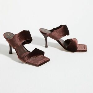 ALOHAS Dark Brown Velvet Heeled Mules
